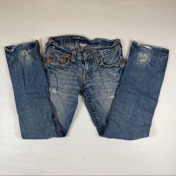 True Religion Rainbow Bobby Destroyed Distressed Jeans Mens 30x33 Denim - Picture 2 of 13